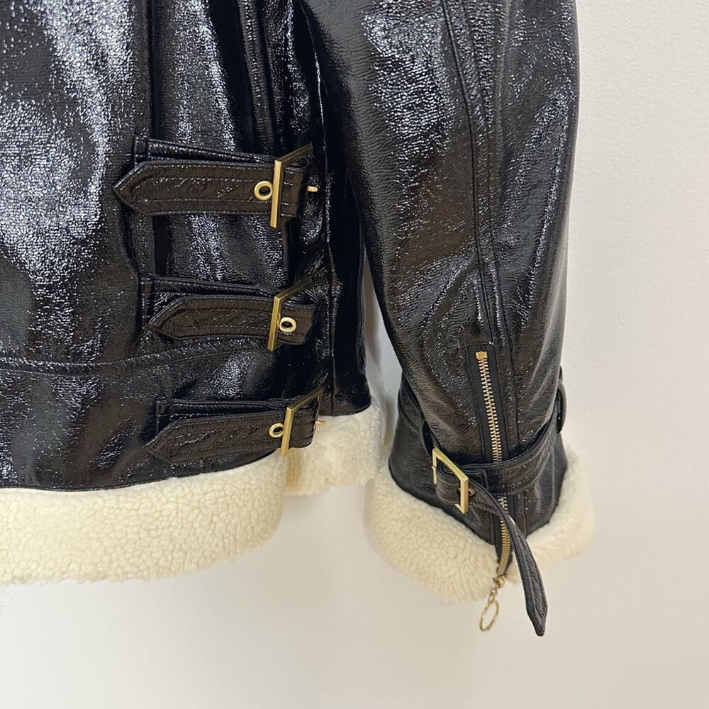Jonathan Simkhai Vegan Leather Sherpa Aviator Bomber Jacket Women’s XS Black - Picture 11 of 16